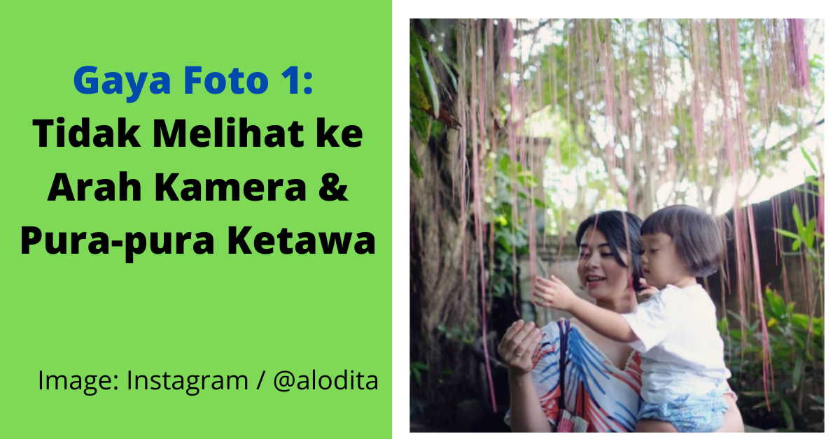 gaya foto instagram 1 tidak melihat kamera dan pura ketawa