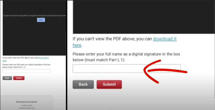 kolom untuk tandatangan formulir pajak shutterstock