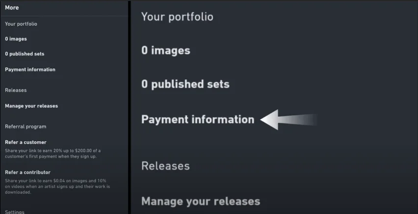 mengatur metode pembayaran shutterstock contributor