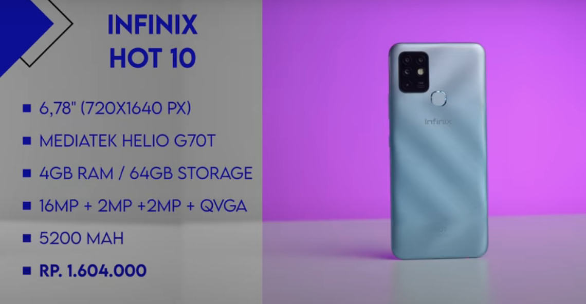 Smartphone Infinix Hot 10 Harga 1 Jutaan