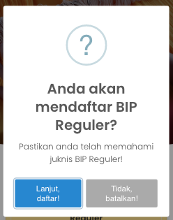 pilih lanjut daftar bip reguler jpu atau tidak