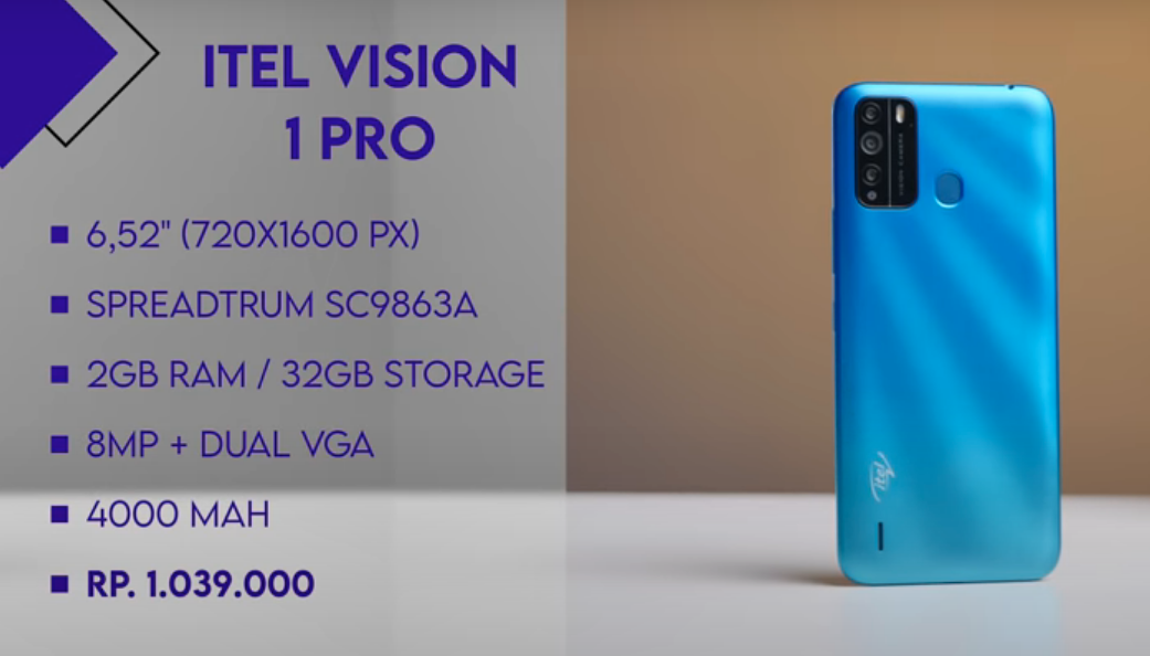 smartphone iTel Vision 1 Pro harga 1 jutaan