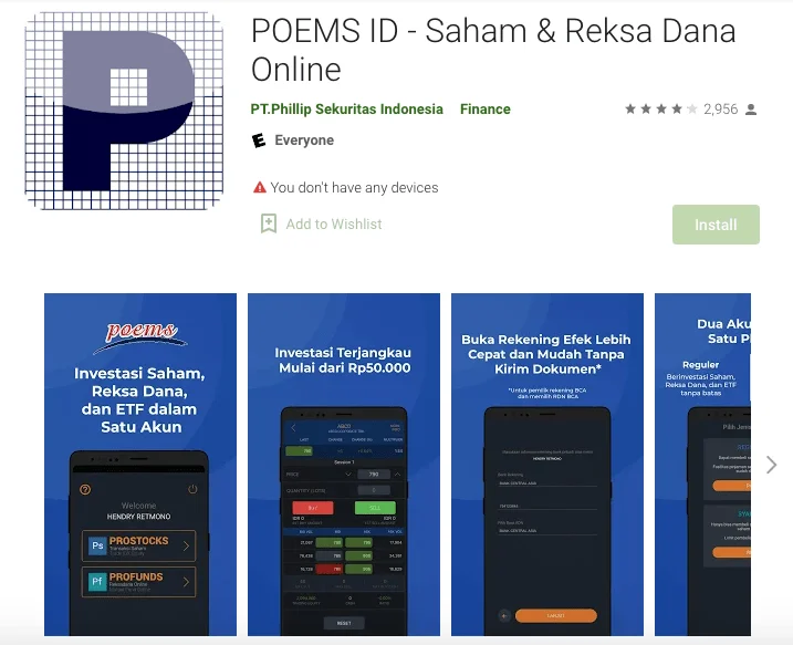 Phillips POEM aplikasi saham penghasil uang