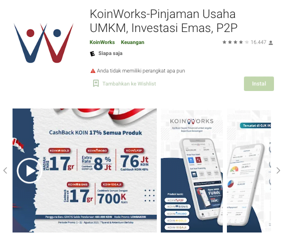 aplikasi pinjol koinworks pinjaman uang tanpa jaminan