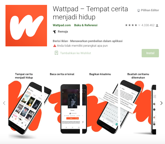 4. Wattpad Aplikasi Membaca dan Menulis Buku Populer Saat ini