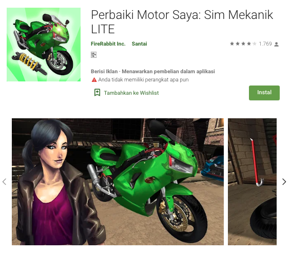 aplikasi game Fix My Bike 3D Mechanic