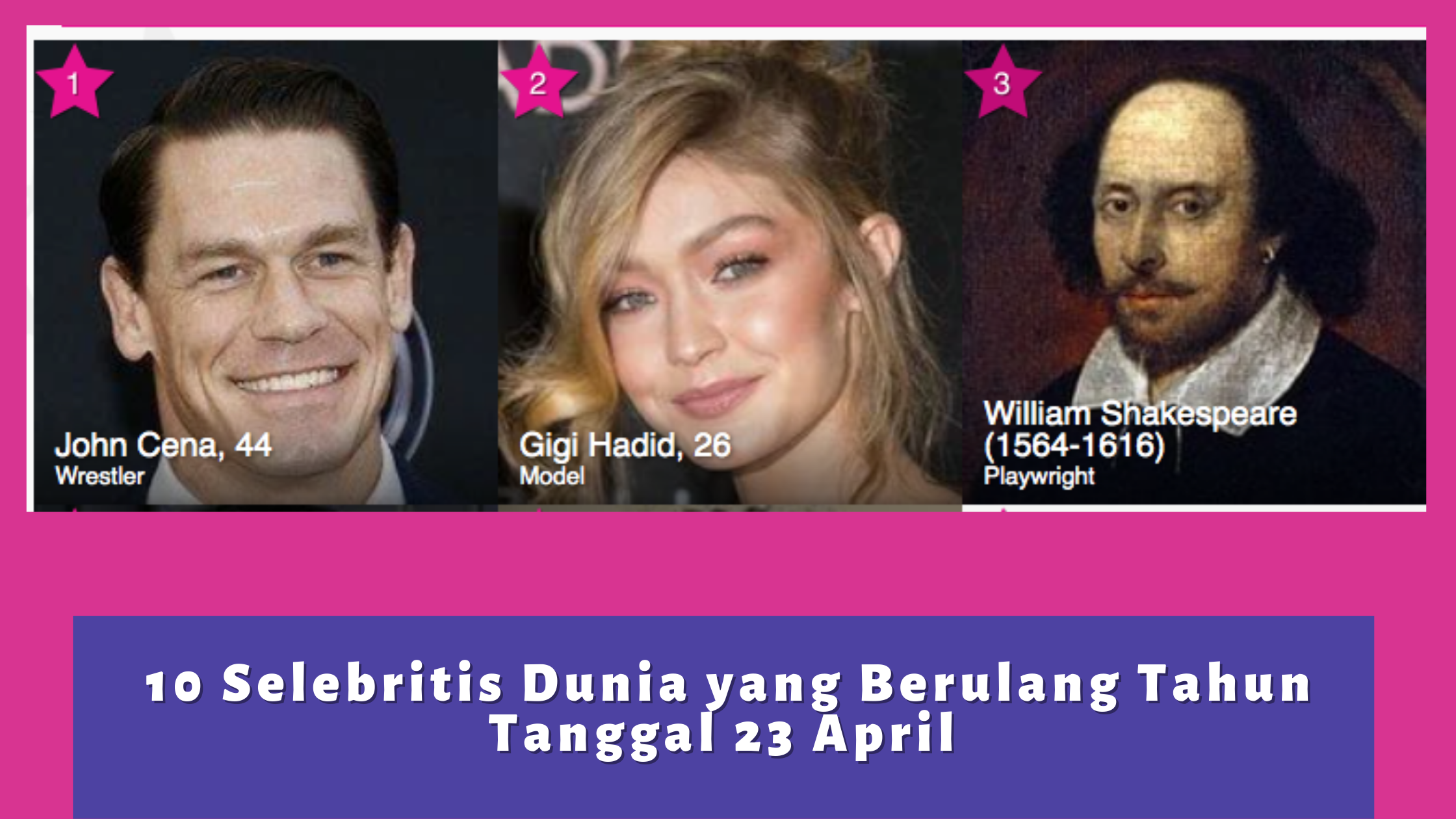 10 Selebritis Dunia yang Berulang Tahun Tanggal 23 April