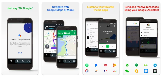 aplikasi android auto untuk navigasi, komunikasi, musik, saat berkendara di mobil anda