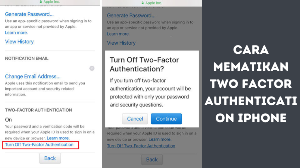 Cara Mematikan Two Factor Authentication iPhone